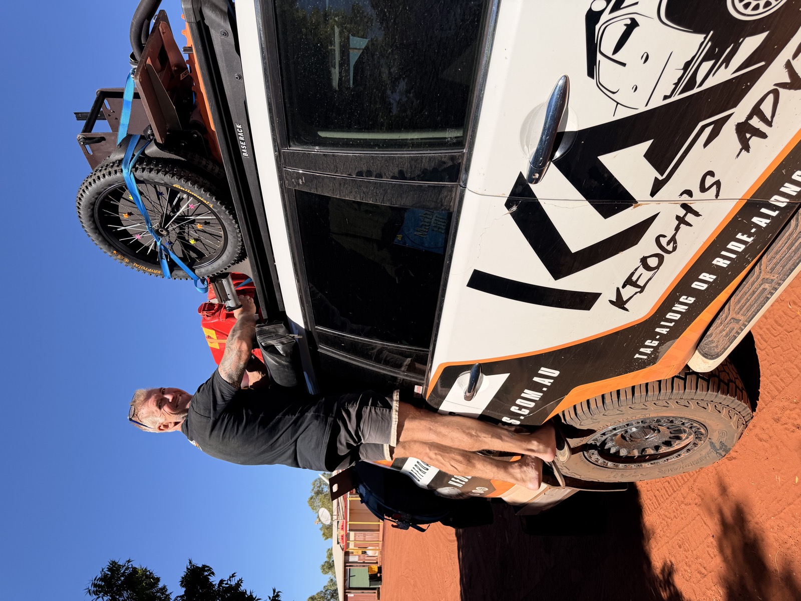 The support vehicle, liveried
