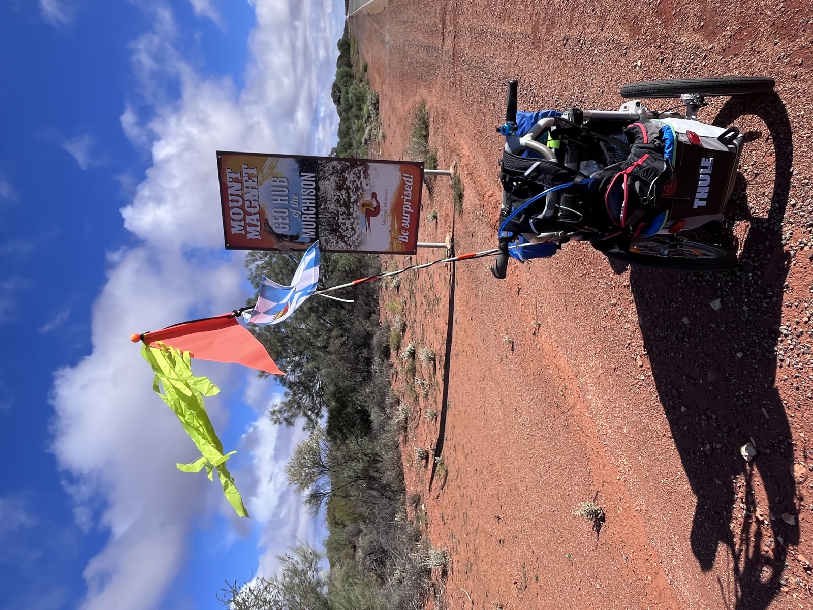 Road sign reading Mount Magnet, Geo Hub of the Murchison